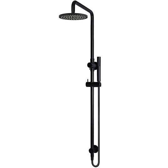 Meir 2 Outlet Round 200mm Rigid Riser Shower Kit With Diverter & Elbow Outlet Matt Black MZ0704-R_1