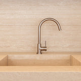 Meir Round Swan Neck Kitchen Mixer Tap Champagne MK03-CH LS1