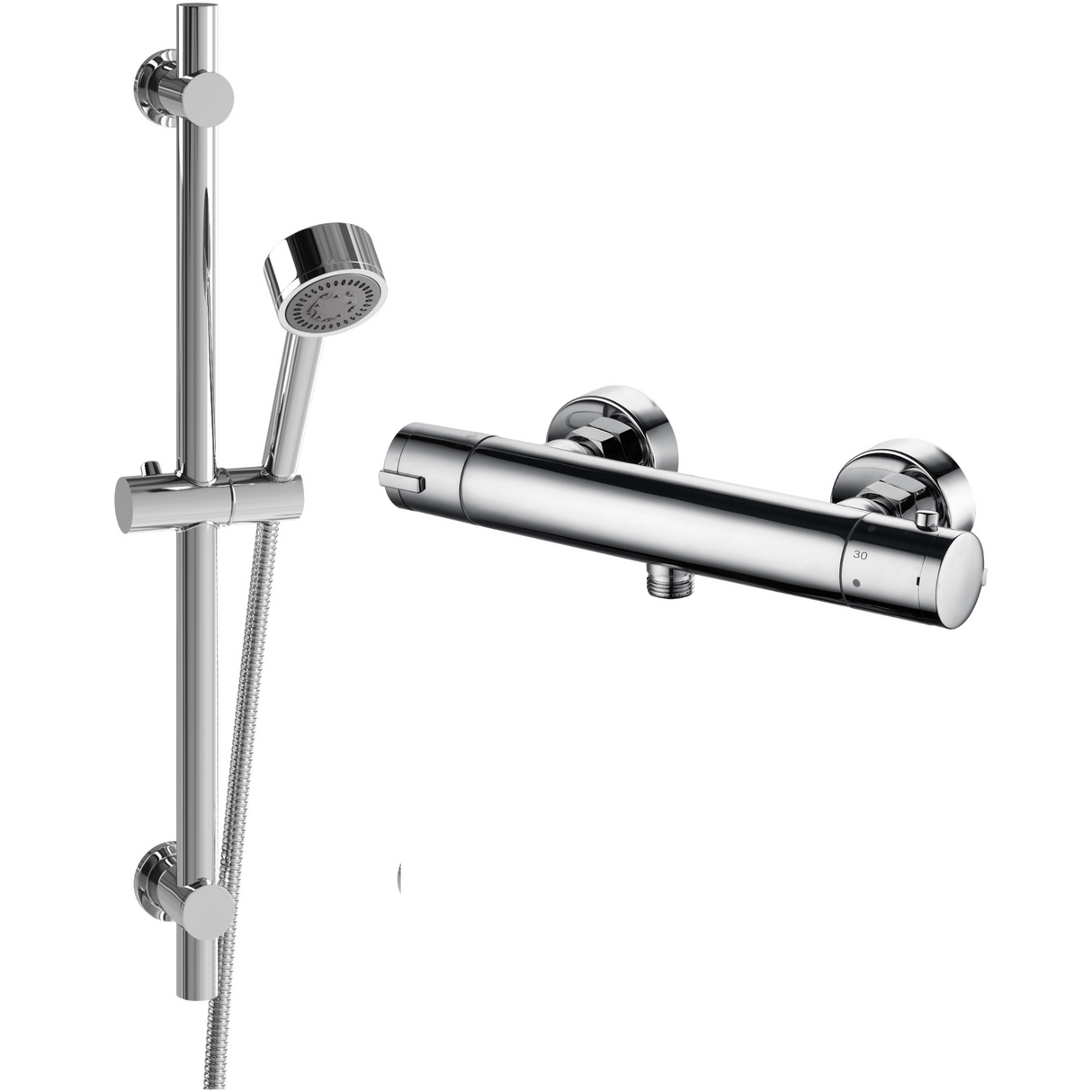 Ellsi Mist Thermostatic Bar Valve & 2-Spray Sliding Rail Shower Set Chrome SK-09-CH_1
