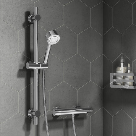 Ellsi Mist Thermostatic Bar Valve & 2-Spray Sliding Rail Shower Set Chrome SK-09-CH LS1