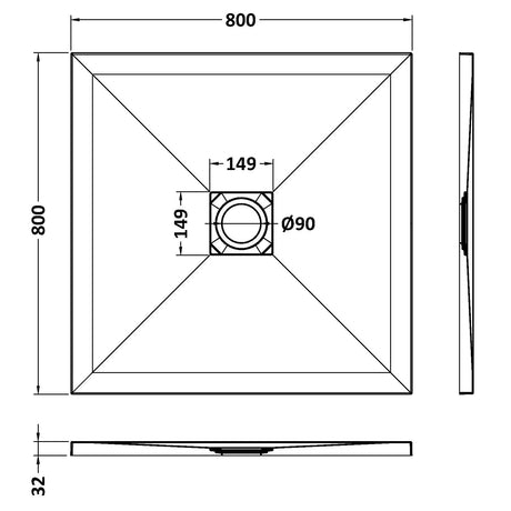 Nuie Slimline Square Shower Tray White Slate NLT61006 LD