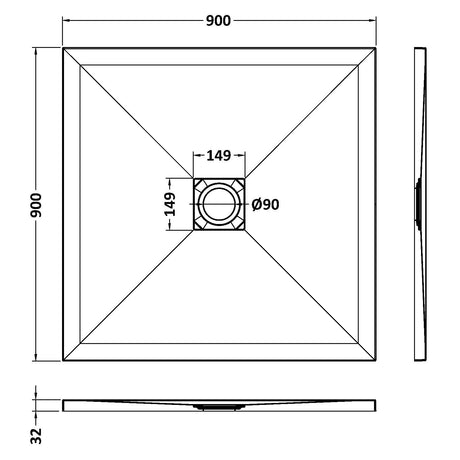 Nuie Slimline Square Shower Tray Grey Slate NLT71010 LD
