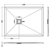 Nuie Slimline Rectangular Shower Tray Grey Slate NLT71024 LD