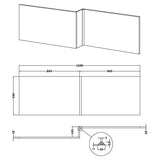 Nuie L-Shaped Shower Bath Front Panel MDF/MFC Gloss White NMP135 LD