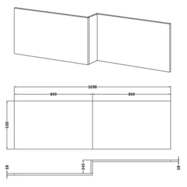 Nuie L-Shaped Shower Bath Front Panel MDF/MFC Midnight Blue NMP2935 LD