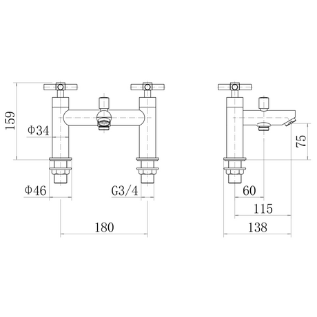Ellsi Oban Bath Shower Mixer Tap & Shower Kit Chrome OBA-02-CH LD