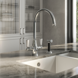 Ellsi Oswald Traditional Twin Lever Kitchen Mixer Tap With Pull-Out Rinser CHROME OSW-02-CH LS