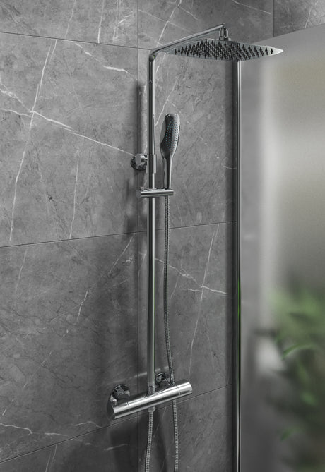 Ellsi Oval 2 Outlet Round Exposed Thermostatic Shower Set & Square Head Chrome SK-02-CH LS