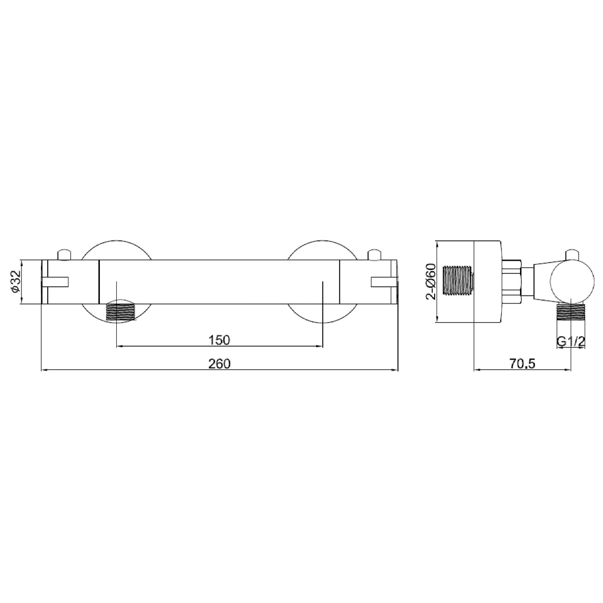Ellsi Siena Round Exposed Thermostatic Bar Shower Valve Matt Black PDT-000088 LD