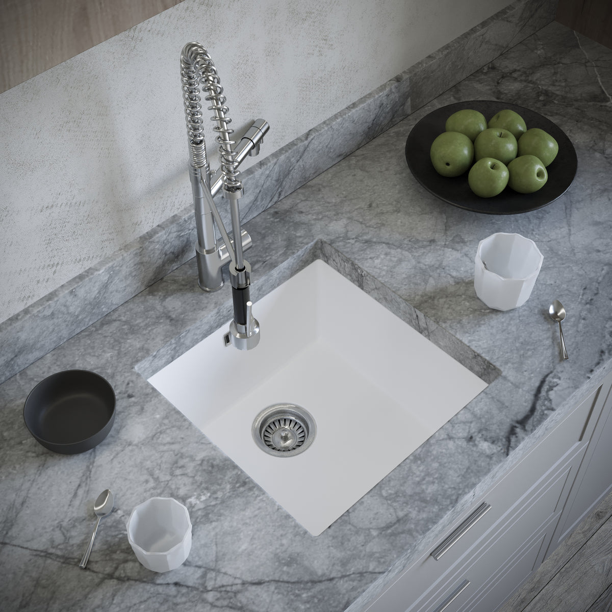 Ellsi Comite 1.0 Bowl Composite Inset/Undermount Kitchen Sink Matt Whi ...