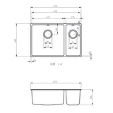 Ellsi Comite 1.5 Bowl Composite Undermount Kitchen Sink Matt Black 670mm x 440mm MATT BLACK PDT-000100 LD