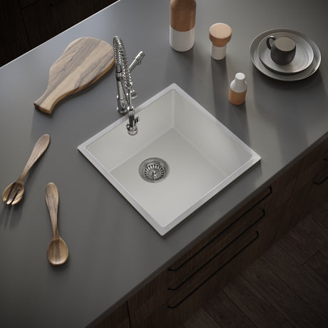 Ellsi Comite 1.0 Bowl Composite Undermount Kitchen Sink Gloss White 440mm x 440mm GLOSS WHITE PDT-000103 LS