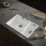 Ellsi Comite 1.5 Bowl Composite Undermount Kitchen Sink Gloss White 670mm x 440mm GLOSS WHITE PDT-000104 LS