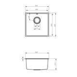 Ellsi Comite 1.0 Bowl Composite Undermount Kitchen Sink Gloss Grey 440mm x 440mm GLOSS GREY PDT-000105 LD