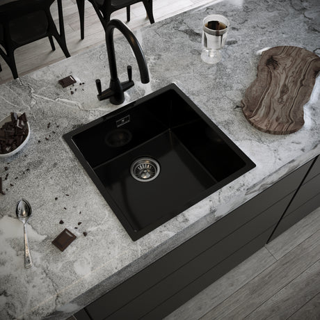 Ellsi Comite 1.0 Bowl Composite Undermount Kitchen Sink Gloss Black 440mm x 440mm GLOSS BLACK PDT-000107 LS