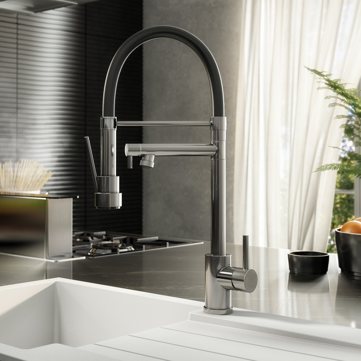 Ellsi Goda Flexi Pull-Out Single Lever Kitchen Mixer Tap BRUSHED STEEL GOD-01-BS LS