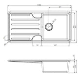 Ellsi Comite 1.0 Bowl Traditional Composite Inset Kitchen Sink & Drainer Gloss White Reversible 1000mm x 500mm GLOSS WHITE PDT-000464 LD