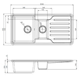 Ellsi Comite 1.5 Bowl Traditional Composite Inset Kitchen Sink & Drainer Gloss White Reversible 1000mm x 500mm GLOSS WHITE PDT-000465 LD