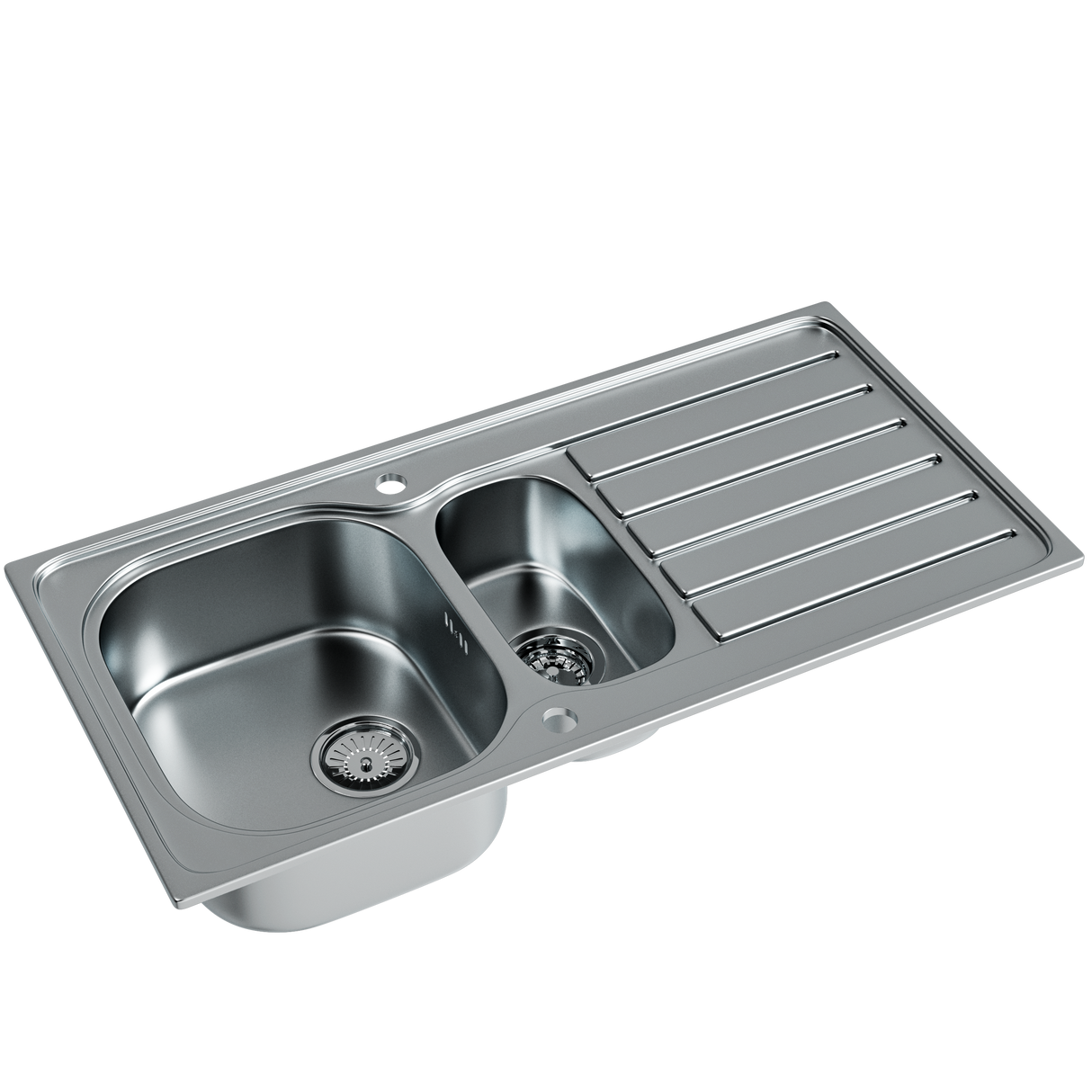 Ellsi Nur 1.5 Bowl Satin Stainless Steel Inset Kitchen Sink & Drainer Reversible 1000mm x 500mm SATIN S/S PDT-000518-64-65