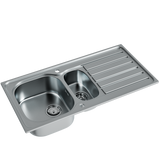 Ellsi Nur 1.5 Bowl Satin Stainless Steel Inset Kitchen Sink & Drainer Reversible 1000mm x 500mm SATIN S/S PDT-000518-64-65