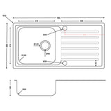 Ellsi Nur 1.0 Bowl Satin Stainless Steel Inset Kitchen Sink & Drainer Reversible 965mm x 500mm SATIN S/S PDT-000519-65 LD