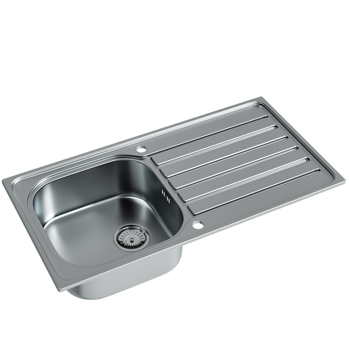 Ellsi Nur 1.0 Bowl Satin Stainless Steel Inset Kitchen Sink & Drainer Reversible 965mm x 500mm SATIN S/S PDT-000519-65
