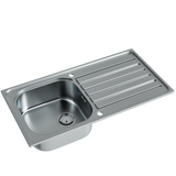 Ellsi Nur 1.0 Bowl Satin Stainless Steel Inset Kitchen Sink & Drainer Reversible 965mm x 500mm SATIN S/S PDT-000519-65