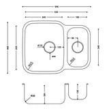 Ellsi Nur 1.5 Bowl Satin Stainless Steel Undermount Kitchen Sink 595mm x 460mm SATIN S/S PDT-000520-64-65 LD