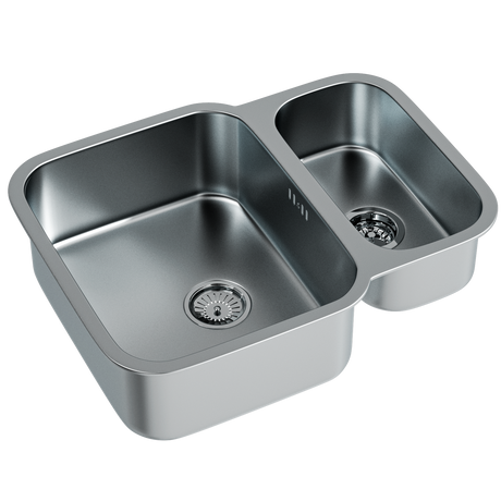 Ellsi Nur 1.5 Bowl Satin Stainless Steel Undermount Kitchen Sink 595mm x 460mm SATIN S/S PDT-000520-64-65