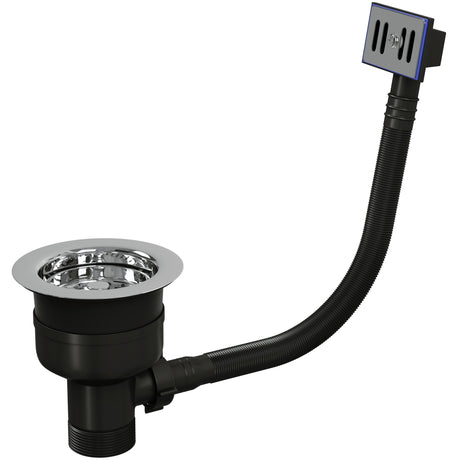 Top-Fix Kitchen Sink Waste Strainer & Overflow 90mm - Polished Steel PDT-000527_1