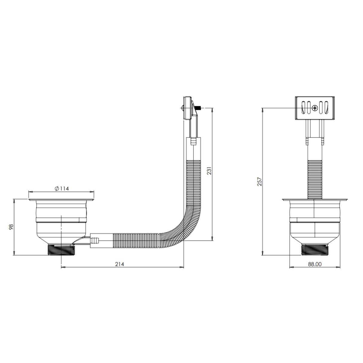 Top-Fix Kitchen Sink Waste Strainer & Overflow 90mm - Polished Steel PDT-000527 LD