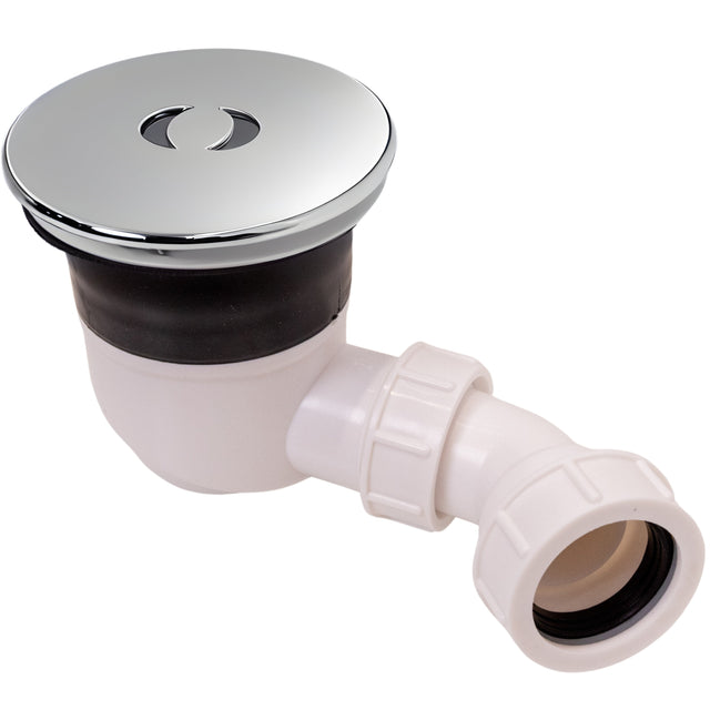Top-Fix 90mm Shower Tray Waste With Elbow - Chrome Cover PDT-000598_1