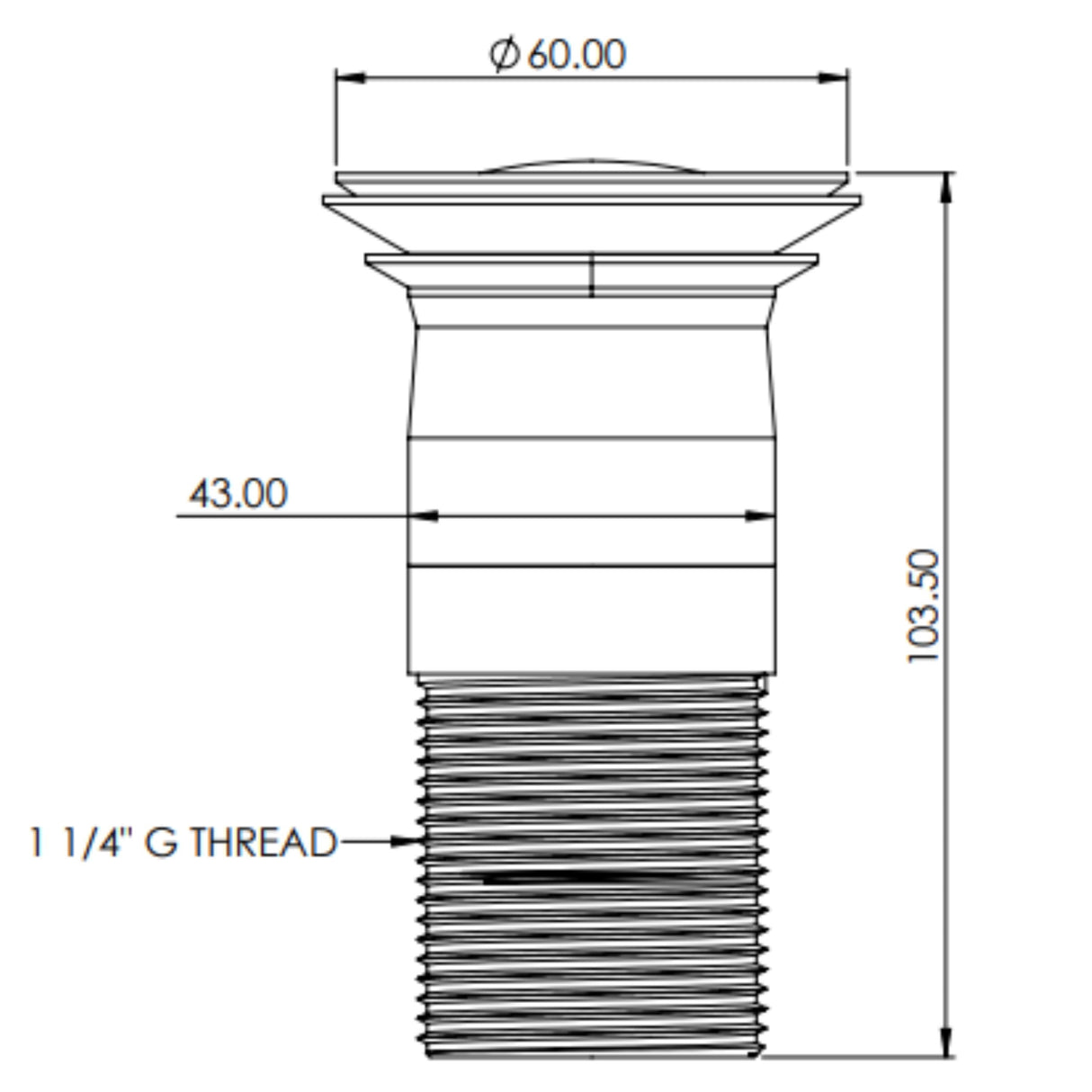 Top-Fix Push Button Click Clack Basin Waste - Unslotted CHROME PDT-000600 LD