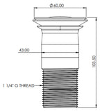 Top-Fix Push Button Click Clack Basin Waste - Unslotted CHROME PDT-000600 LD