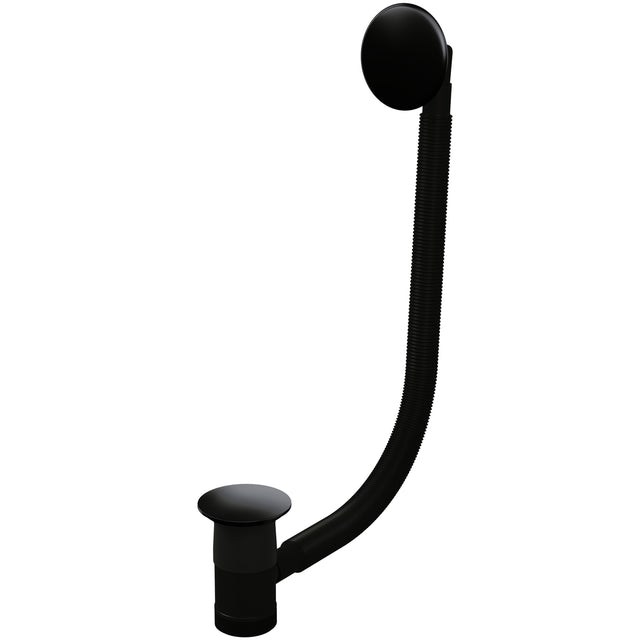 Top-Fix Round Push Button Bath Waste & Overflow Matt Black PDT-000730