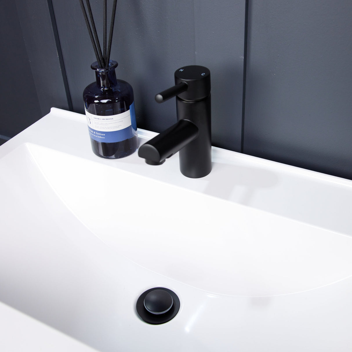 Top-Fix Push Button Click Clack Basin Waste - Unslotted MATT BLACK PDT-000731 LS1