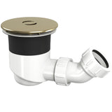 Top-Fix 90mm Shower Tray Waste With Elbow - Brushed Brass Cover PDT-000733_2