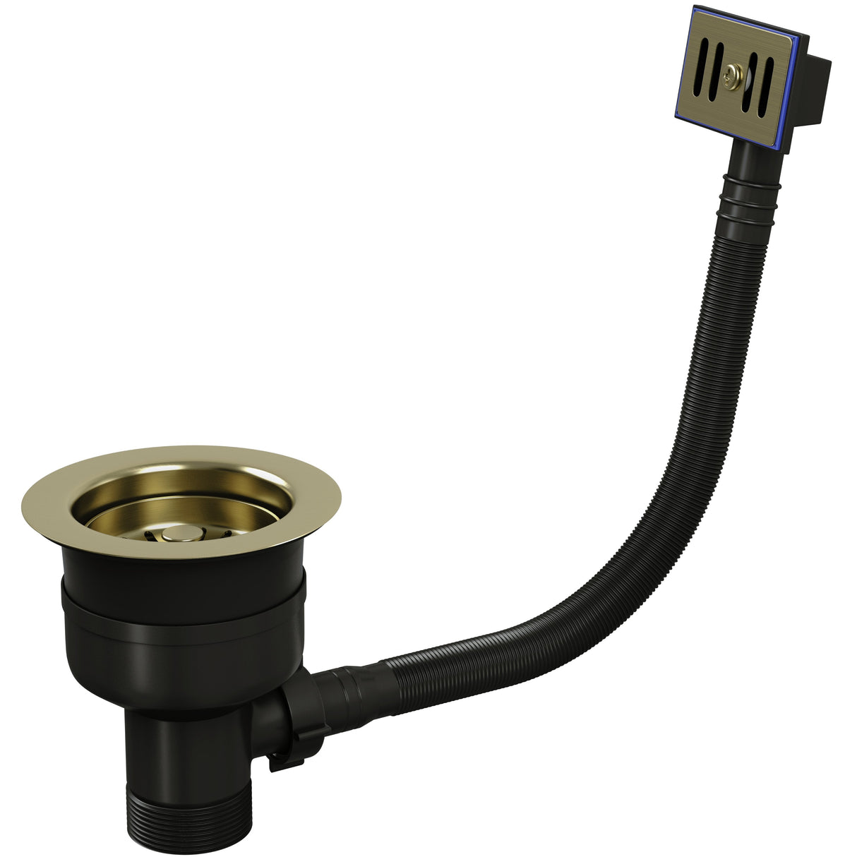 Top-Fix Kitchen Sink Waste Strainer & Overflow 90mm - Brushed Brass PDT-000737_1