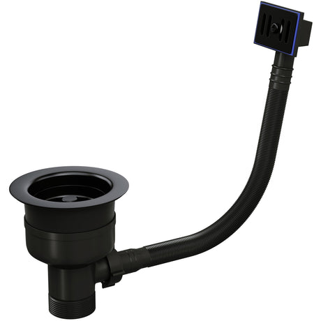 Top-Fix Kitchen Sink Waste Strainer & Overflow 90mm - Matt Black PDT-000739_1