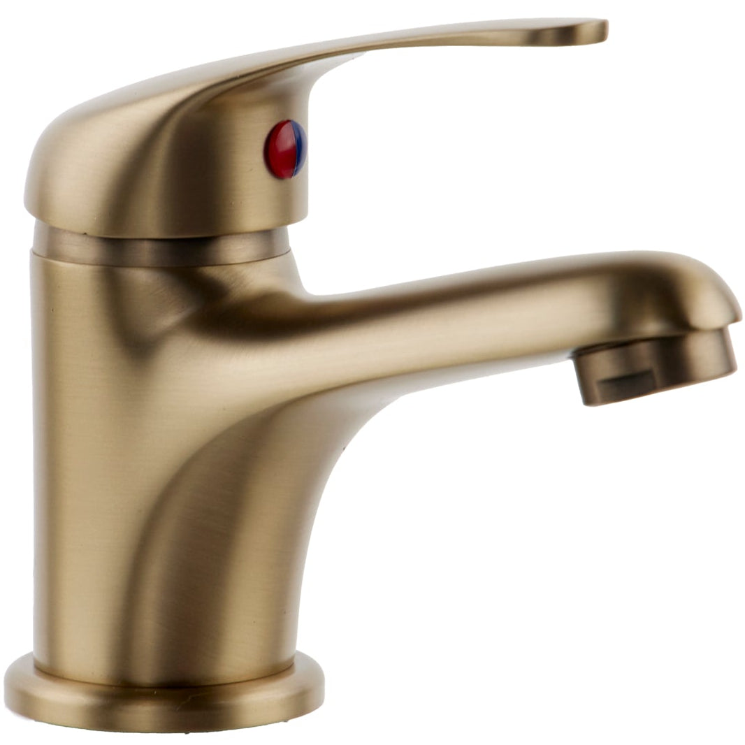Top-Fix Loop Mono Basin Mixer Tap Brushed Brass PDT-001322