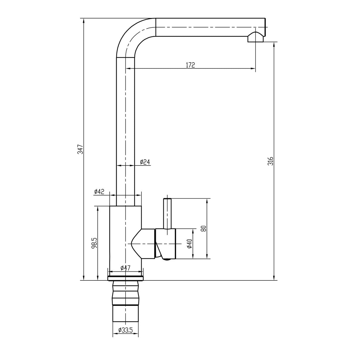 Top-Fix Vito L-Neck Single Lever Kitchen Mixer Tap Brushed Brass PDT-001332 LD