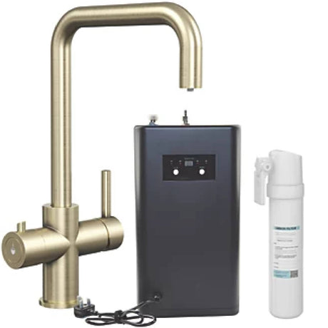 Ellsi Elise 4in1 Instant Boiling Water Tap With Corner Boiler & Filter Brushed Brass PDT-001372