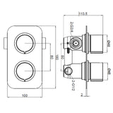 Ellsi Pinto 2-Outlet Thermostatic Concealed Shower Valve With Diverter Chrome CSV-02-CH LD1