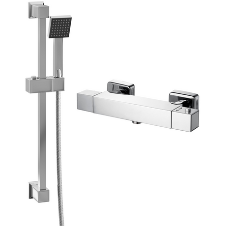 Ellsi Pour Square Thermostatic Bar Valve & Sliding Rail Shower Set Chrome SK-10-CH_1