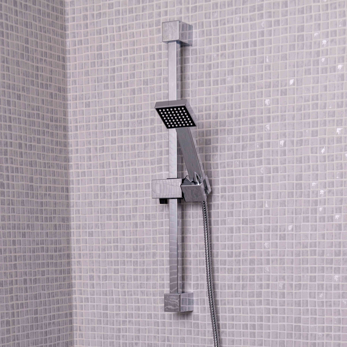Ellsi Pour Square Sliding Rail Shower Set Chrome LS6