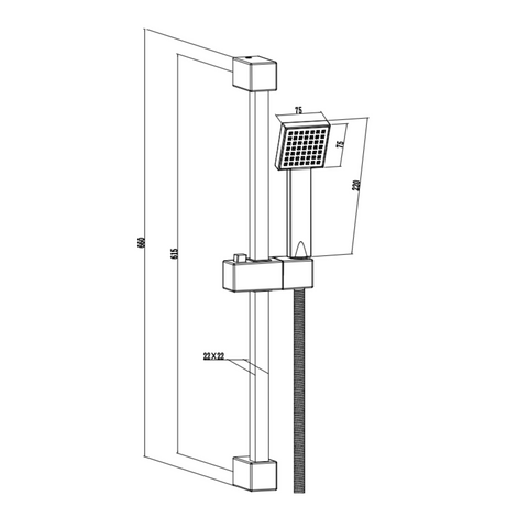 Ellsi Pour Square Sliding Rail Shower Set Chrome LD1
