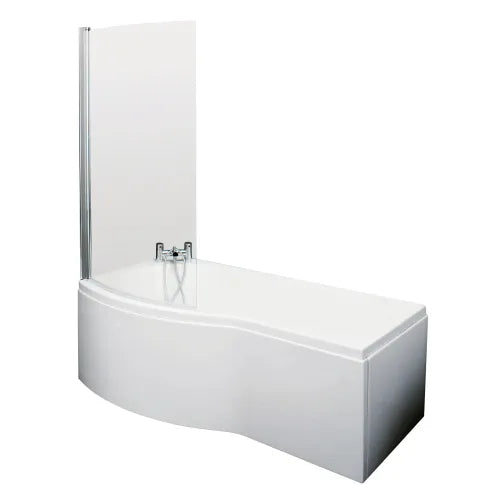 Nuie B-Shaped Shower Bath With Bath Screen & Acrylic Front Bath Panel White SBATH07