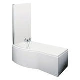 Nuie B-Shaped Shower Bath With Bath Screen & Acrylic Front Bath Panel White SBATH07