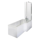 Nuie L-Shaped Shower Bath With Bath Screen & Acrylic Front Bath Panel White SBATH29
