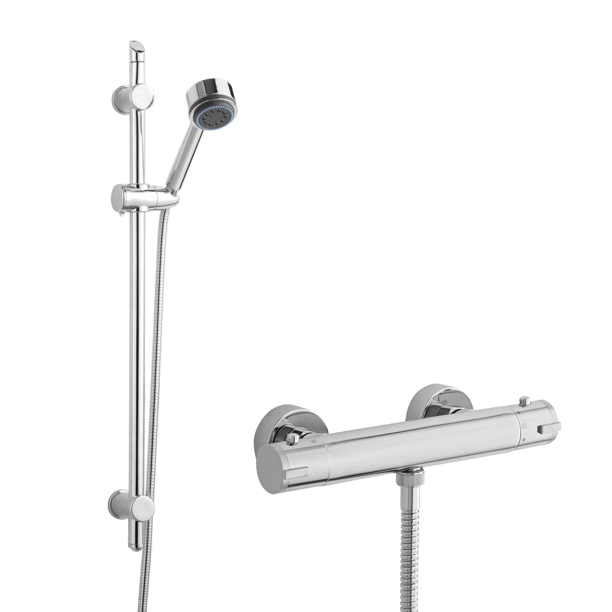 Nuie Minimalist Thermostatic Bar Valve & Multi-Function Shower Set H740mm Chrome SBR63BV1